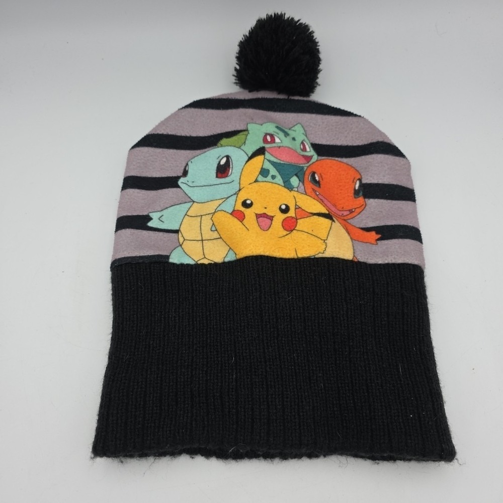 Pokemon Mens Knit Beanie Cap Pikachu Squirtle Charmander Bulbasaur